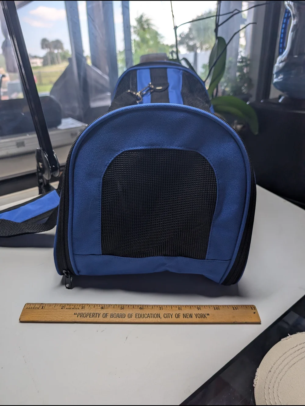 Blue Travel Dog Carrier with Ventilated Mesh